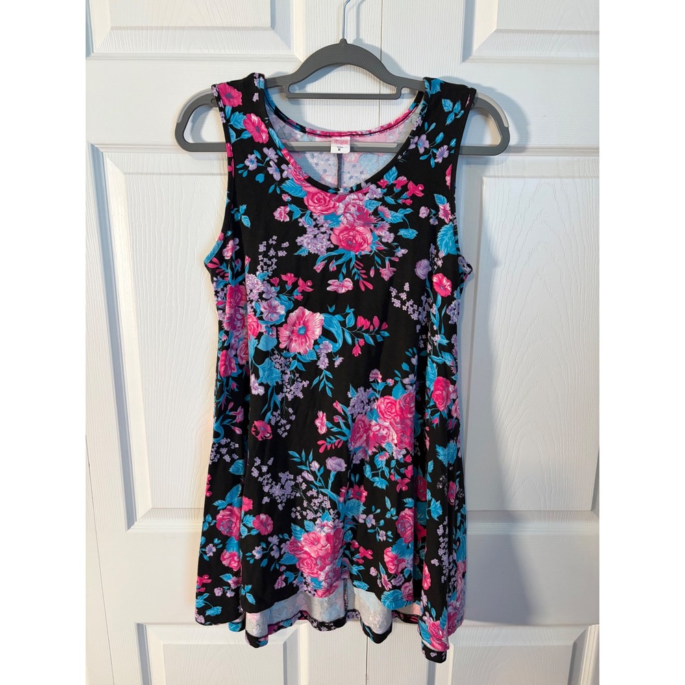 Ricrac & Ruffles Girls Black Floral Sleeveless High Low Swing Dress Size M